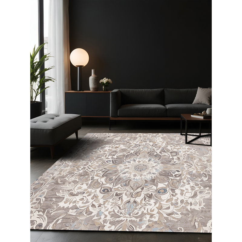 Tapis gris soyeux et moelleux, Carré 4 pi