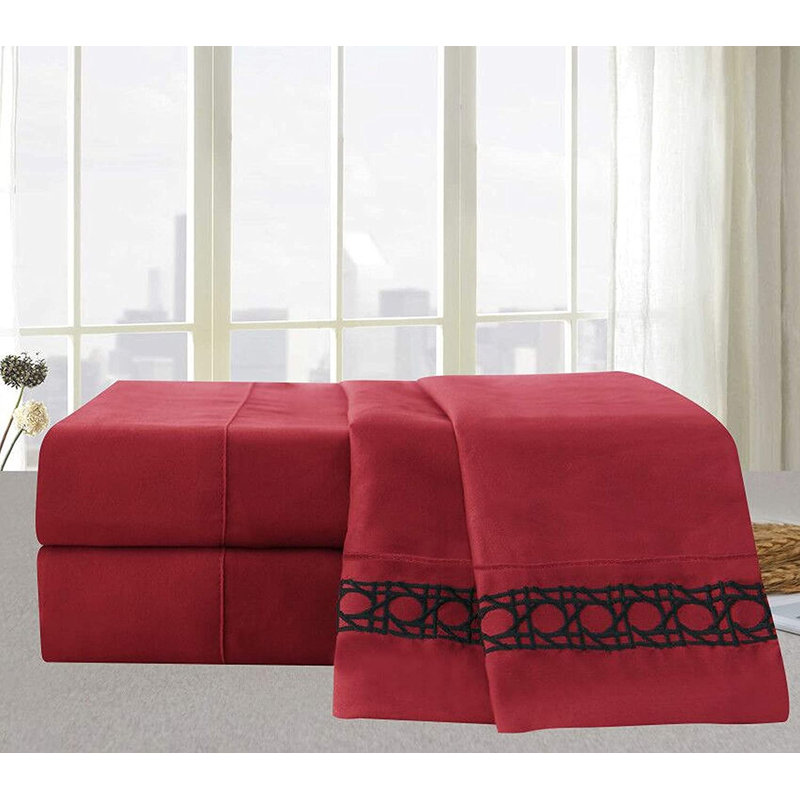 Ensemble de draps en microfibre percale, Grand, Bourgogne