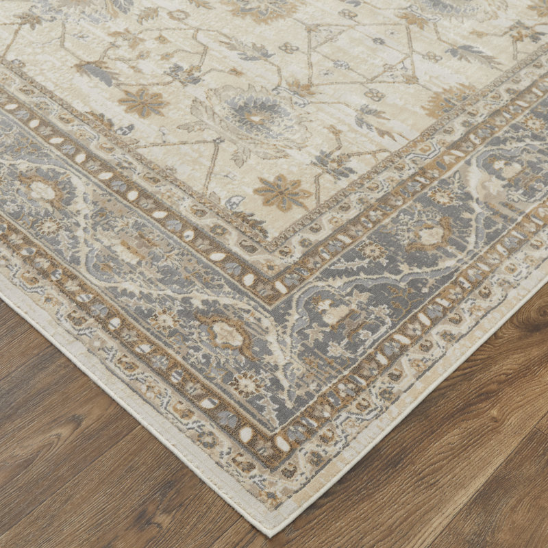 Tapis en viscose et polyester à bordure Neam Luxury & Glam, Rond 7 pi 9 po