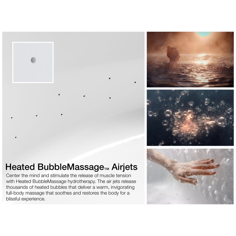 Mariposa® Heated Bubblemassage 66" x 36"Alcove Air Bathtub, White