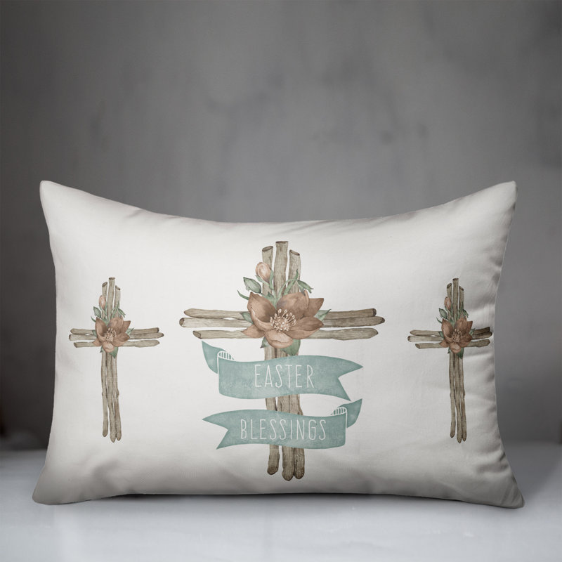  Wiliams Branch Cross with Flower Rectangular Pillow Cover & Insert