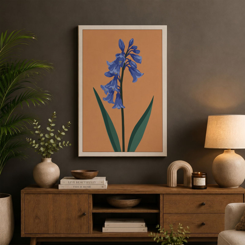 Blue Iris Botanical - Wrapped Canvas, 36x24 - 91.4 x 61.0 cm, Black Border