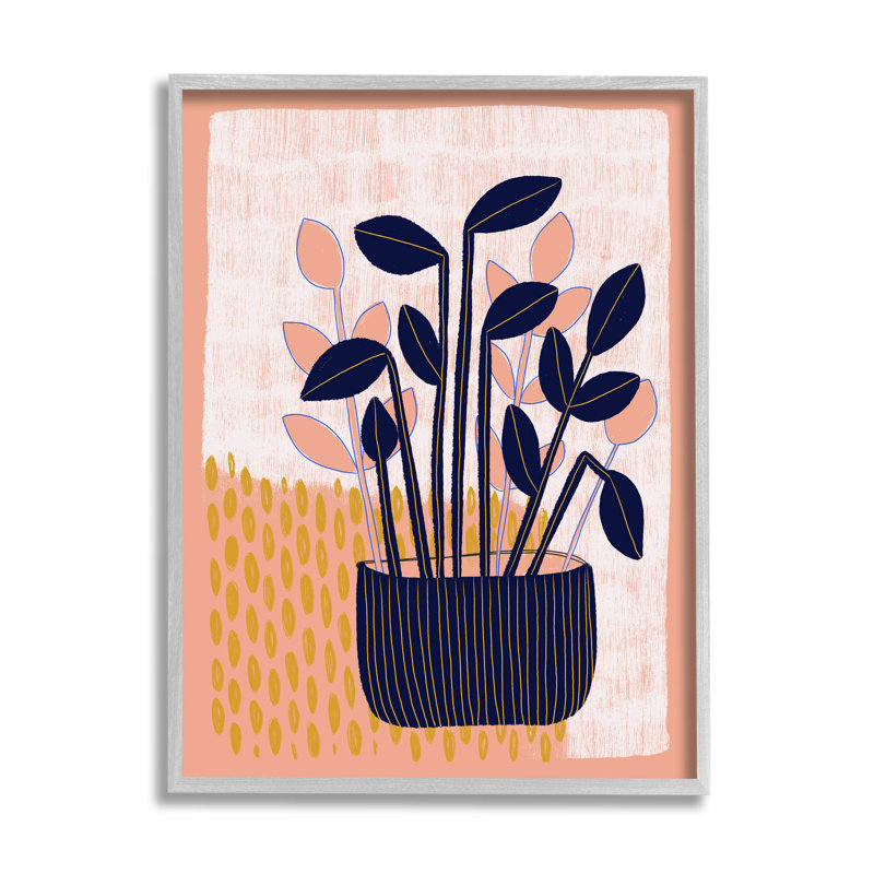 Art giclée moderne à motif de plantes par Birgit Maria Kiennast, H 20 po x l 16 po x P 1,5 po, Cadre flottant gris lustré