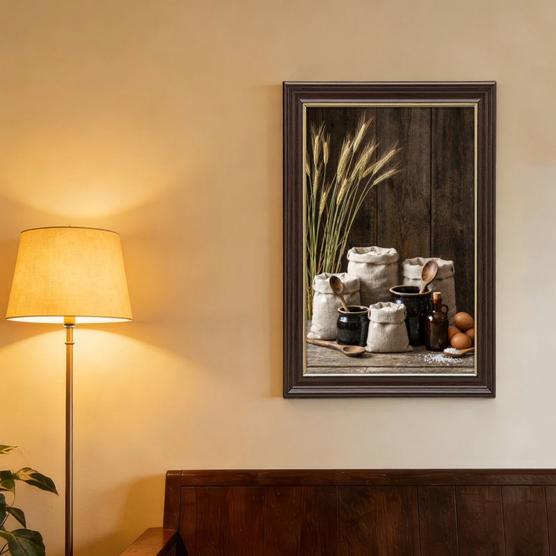 Art mural antique sur toile encadré doré pour le salon, la chambre à coucher, le bureau ou le vestibule - Décoration murale décorative avec cuisine rustique