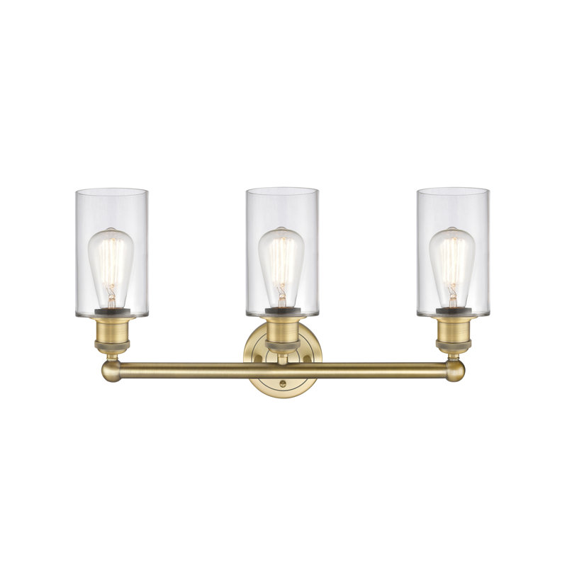 Caldello 3 - Light Dimmable Vanity Light, Clear, Brushed Brass