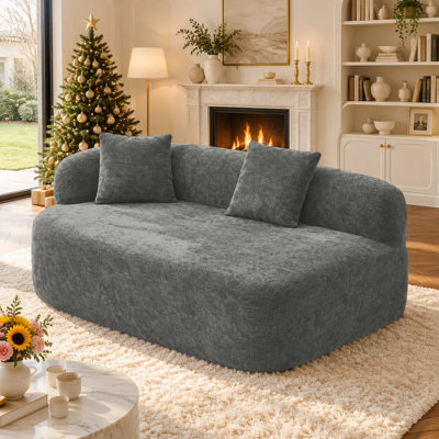 Canapé modulaire de 54 po de largeur avec revêtement en velours côtelé et assise profonde