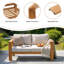 Outdoor Solid Eucalyptus Wood Loveseat with Cushions