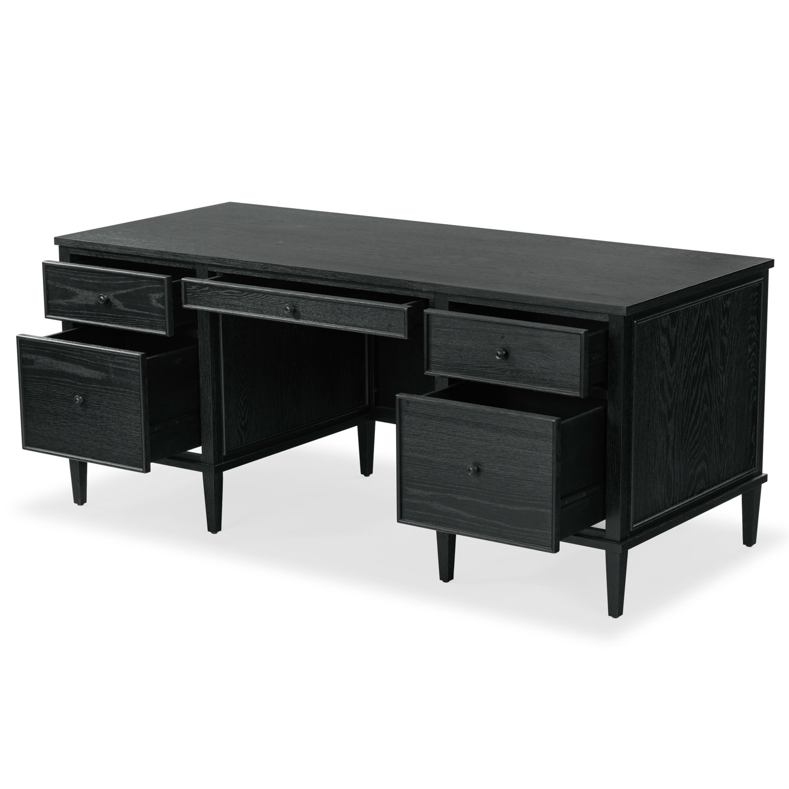 Nantwich 5 Drawer Wood Desk, Black