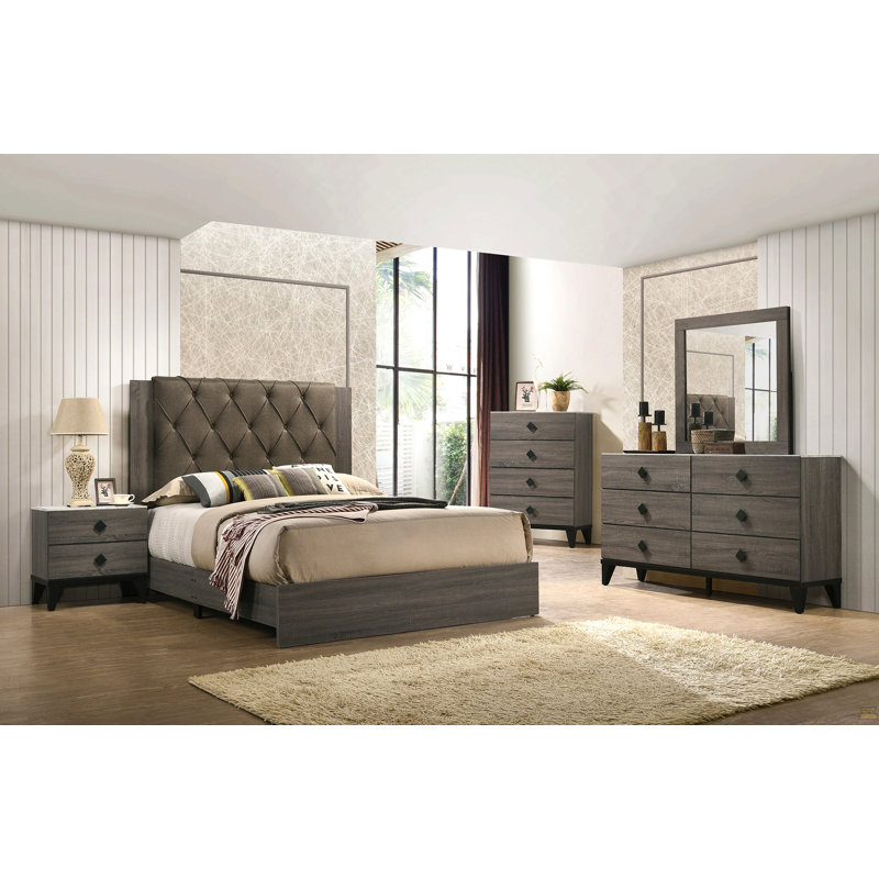 1pc grand lit meubles de chambre à coucher capitonné tête de lit en bois d'hévéa 1pc