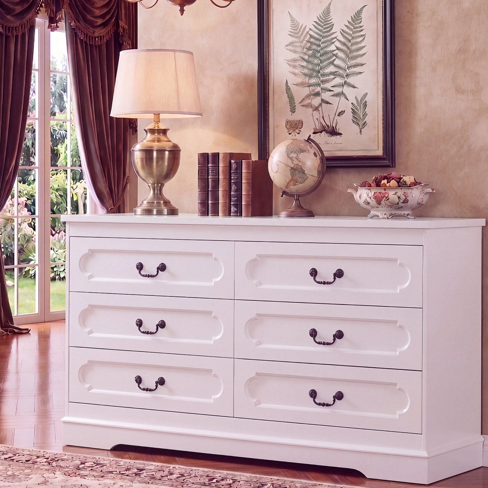 Winston Porter 55" W 6 Drawer Dresser for Bedroom Farmhouse Wood Chest ...