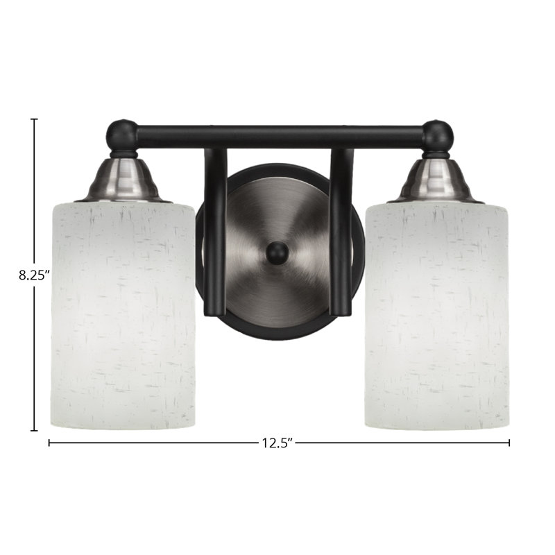 Éclairage pour meuble-lavabo à 2 lumières à intensité variable Michell, Mousseline blanche, Noir mat / nickel brossé