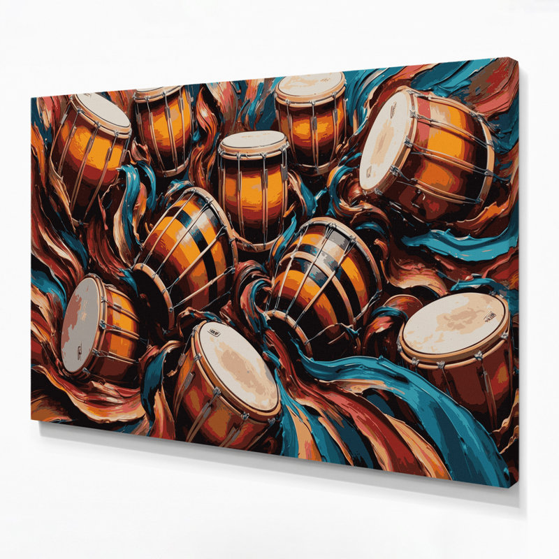 «Music Congas», art mural sur toile brune, H 11 po x l 14 po