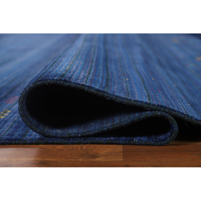 Tapis bleu tribal Gabbeh 9 x 11