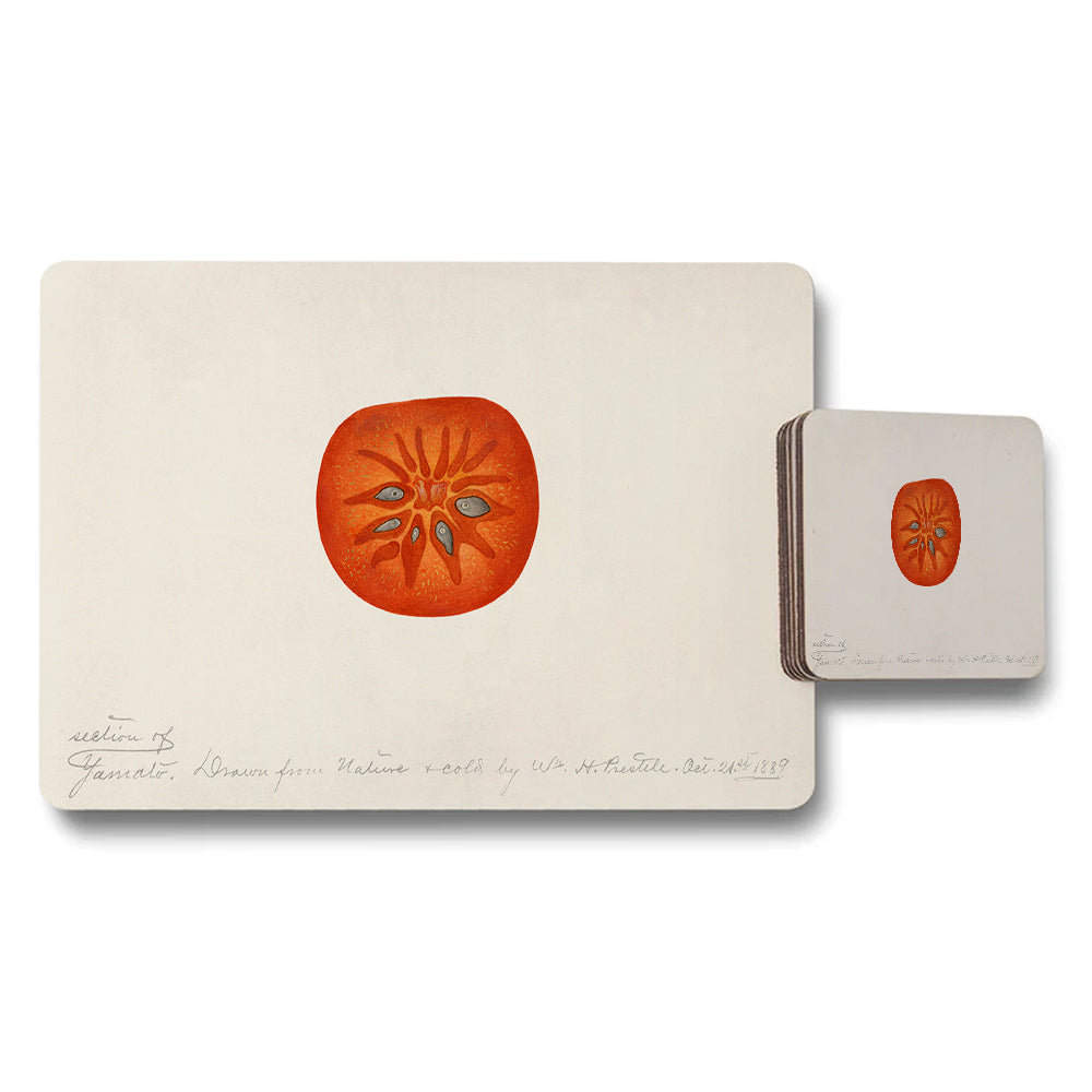 Tomato Slice Art Placemat And Coaster Set For Dining Table