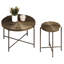 Table basse et d'appoint - Noyer foncé, imperméable, pieds en métal noir, forme cylindrique vieillie, revêtement en noyer, style pour la décoration intérieure