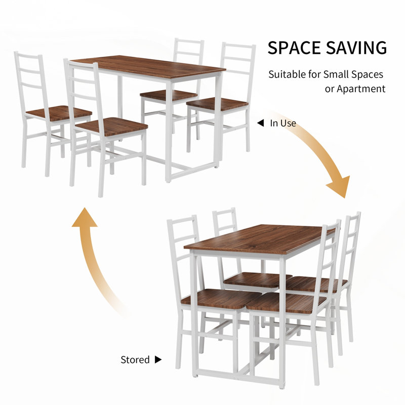 Ensemble de table de salle à manger moderne en bois 5 pièces, conception compacte pour petits appartements et salles à manger, confort ergonomique et polyvalence