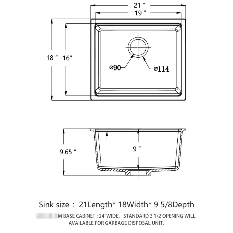Black 21X18" Workstation Kitchen Sink Undermount, Fine - Grade Quartz Composite, Thick Strong And Quiet With Vibration Elimination, Non Scratch Hard Surface, Rounded Corners For Easy Wipe Down,