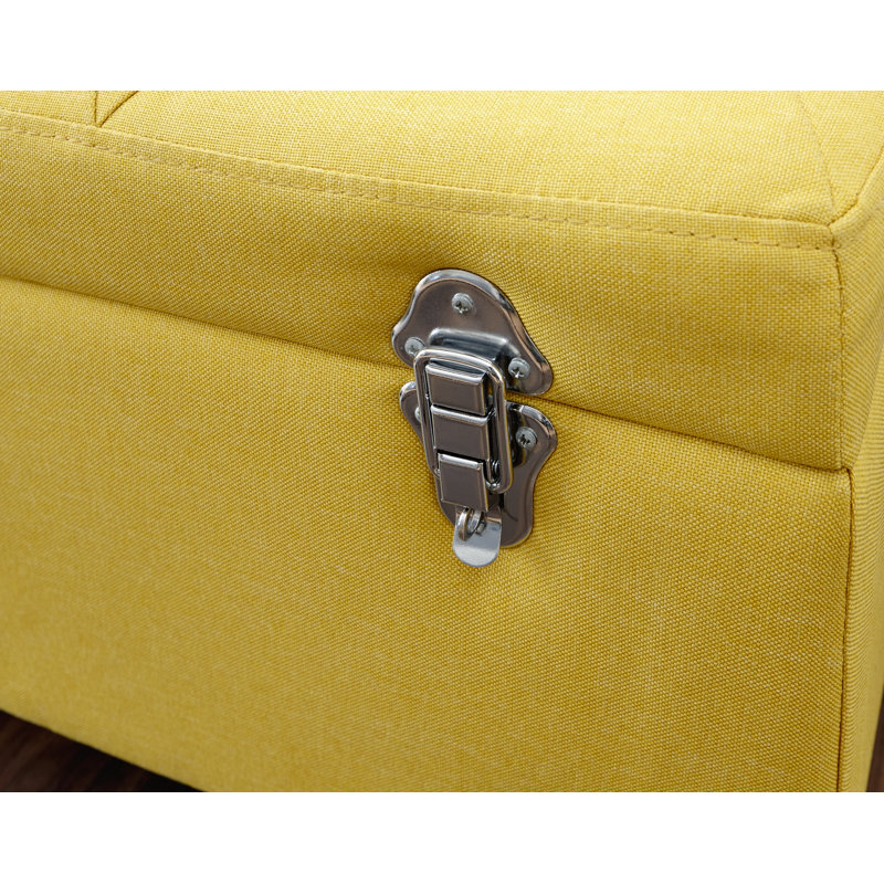 Baucau 90.5cm Wide Tufted Rectangle Solid Colour Ottoman with Storage, Mustard