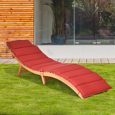 Queensbury Outdoor Eucalyptus Wood Chaise Lounge , Cushion Included