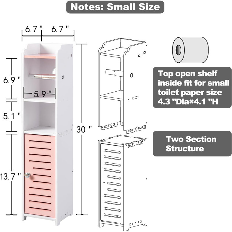 Rangement pour salle de bain Edon, Blanc / rose