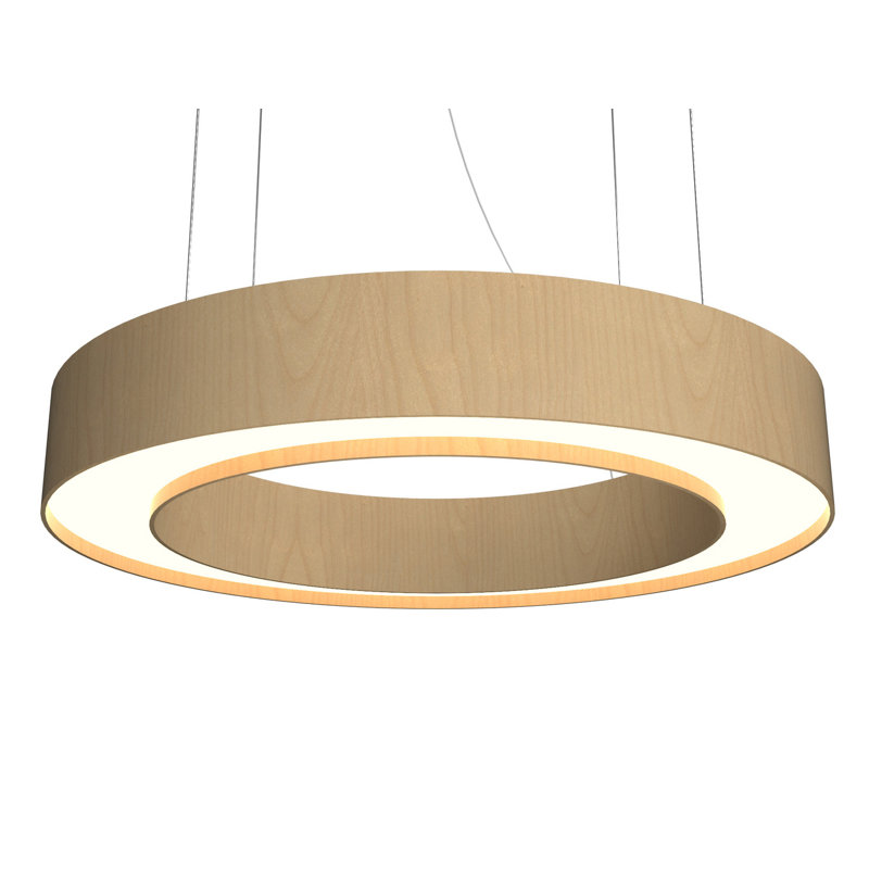 1 - Light LED Pendant, 5.27" H x 27.3" W x 27.3" D, Maple