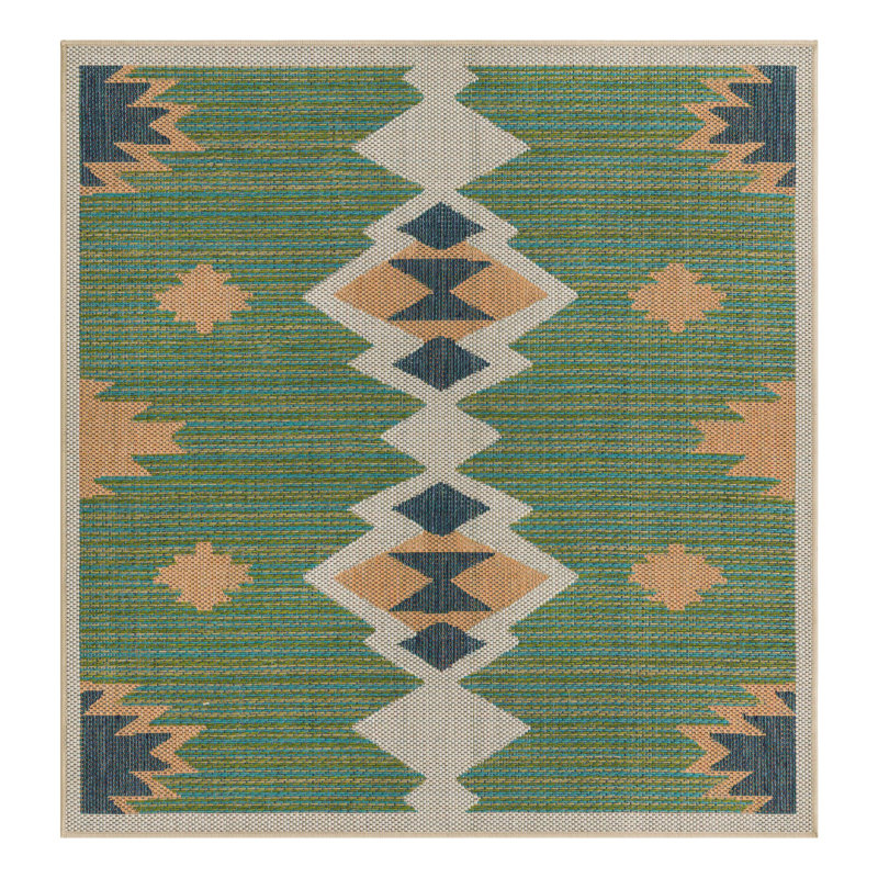 Tapis d'intérieur / extérieur vert Lauryn, Carré 5 pi 3 po