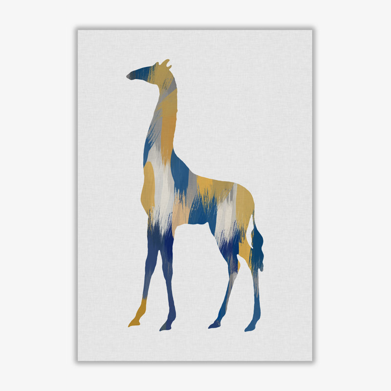 Giraffe Blue & Yellow - Print, No Frame, 85 cm H x 60 cm W x 1 cm D