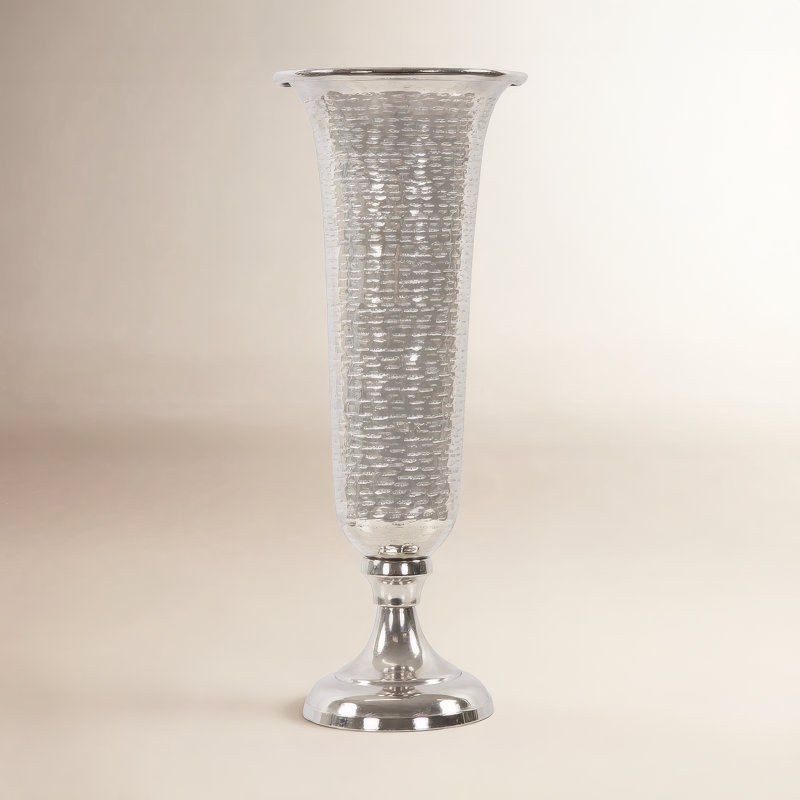 Torvi Handmade Aluminum Table Vase, 20" H x 8" W x 8" D, Silver