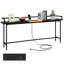 Table de console d'entrée moderne avec prises électriques et ports USB, table de canapé étroite avec structure en métal et plateau en bois d'ingénierie-1308289112-1308289119