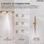 Système de douche thermostatique à DEL, pommeau de douche fixe et douchette à main à fixation au plafond avec 6 jets corporels-94427592