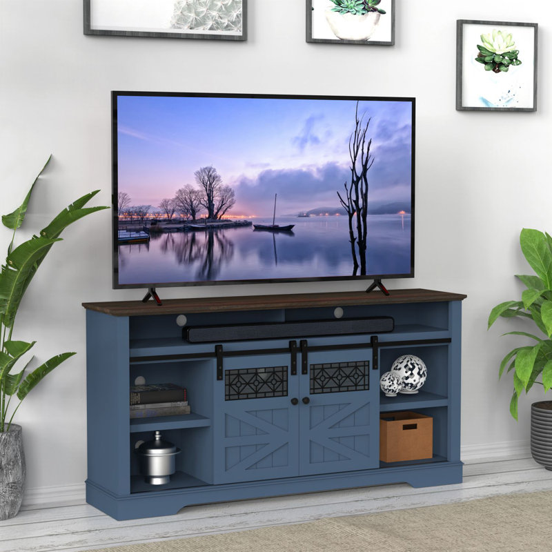 Tv Stand For Tvs Up To 75" With Open Shelves,Entertainment Center With Storage Cabinet, Navy