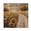 Tournesols le long du chemin enneigé I - Décoration murale en bois de tournesols - sur bois de pin naturel-1348606807