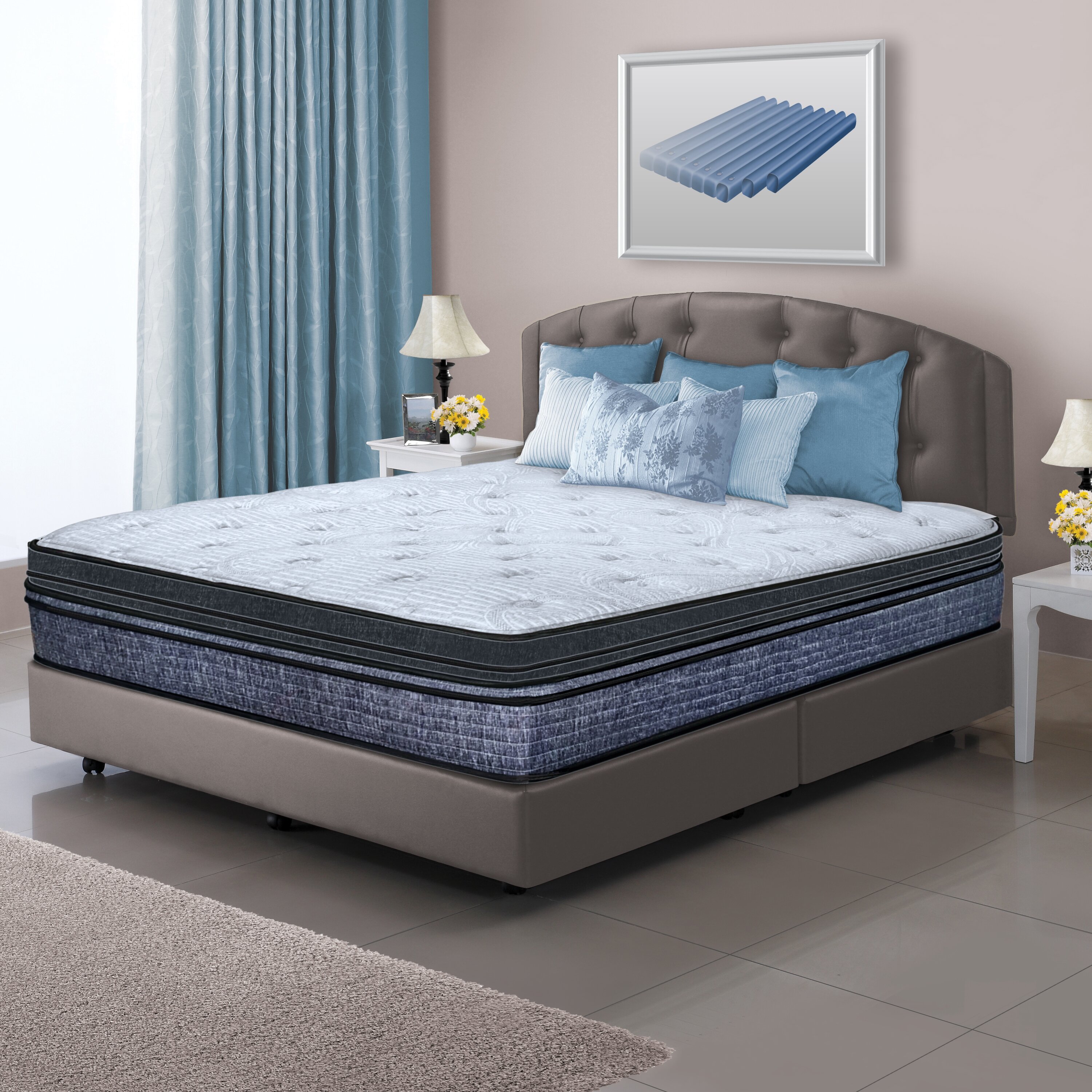 White Noise 12'' Semi-Waveless Shallow Fill Soft-Side Waterbed Mattress ...