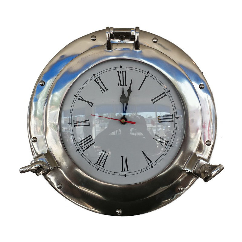 Horloge 12 po hublot, Chrome