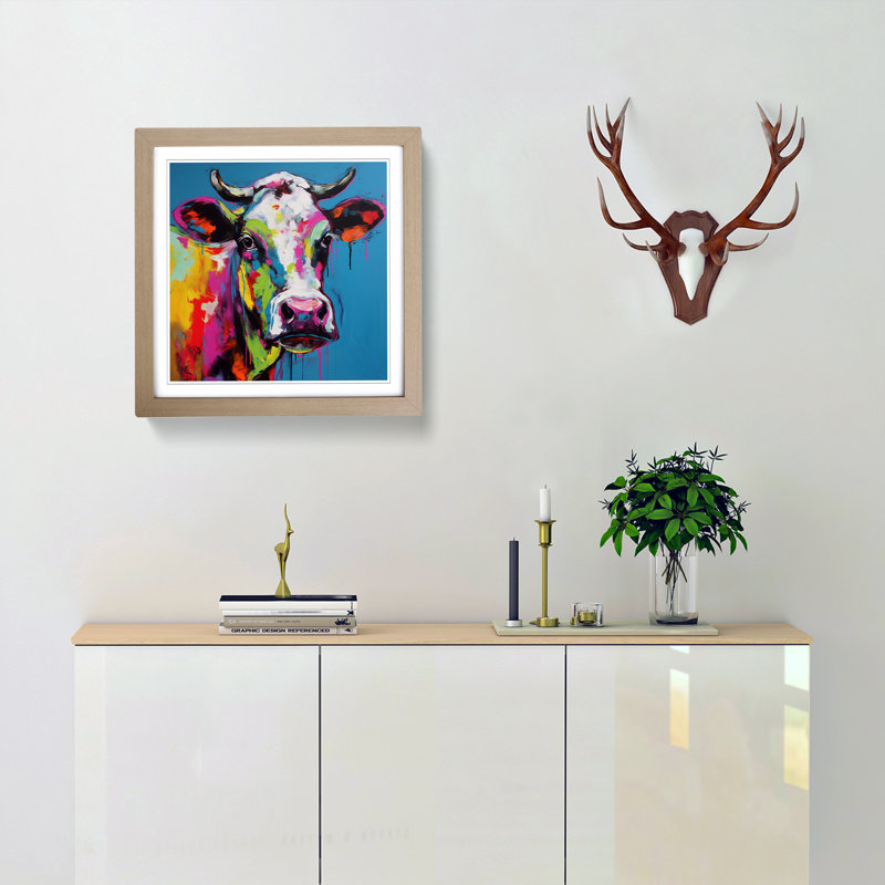 Cow Expressionism - Framed Print, Oak