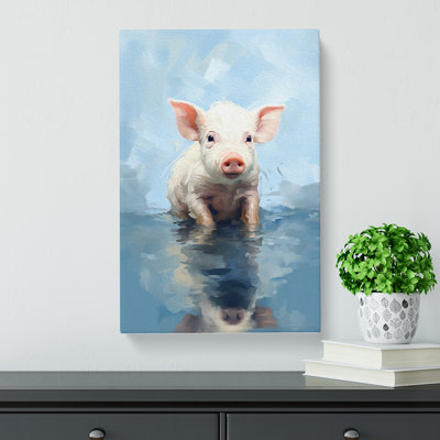 Pig Gestural - Wrapped Canvas