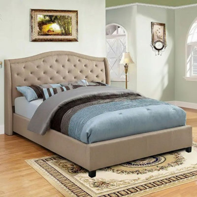 Valasco Beige Wood Frame Queen Panel Bed