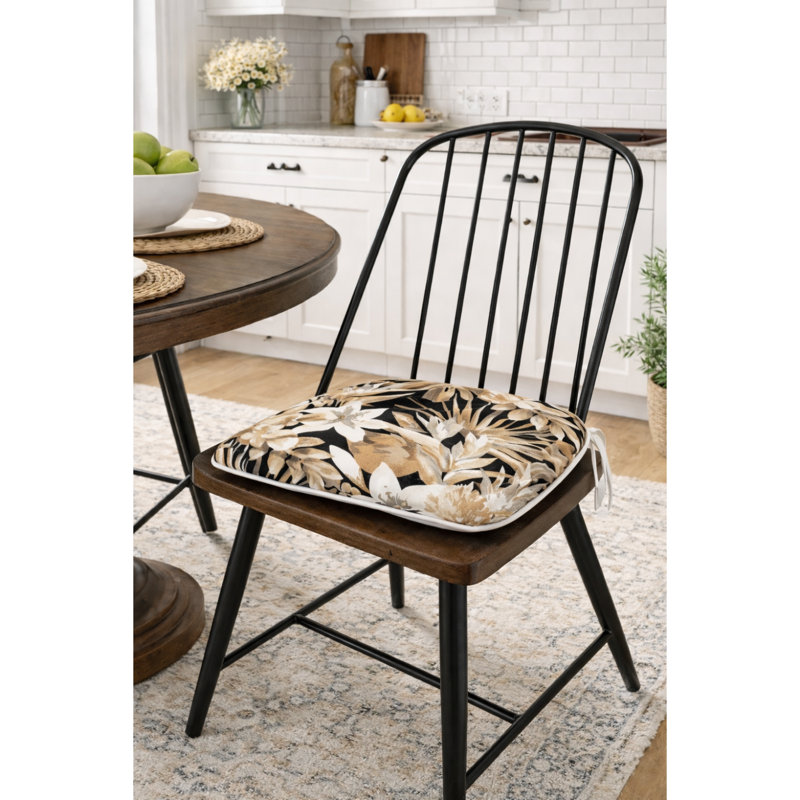 Outdoor Patio Chair Cushions, Weather-Resistant Foam Seat Pads with Ties, Set of 4, 17"x16"x2"
