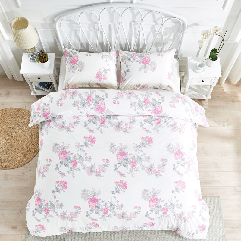 Ensemble de couette Jardin De Rose, Bleu, Housse pour couette simple et 1 taie d'oreiller