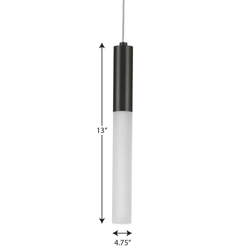 Kylo 13" Matte Black Frosted Glass LED Pendant Light