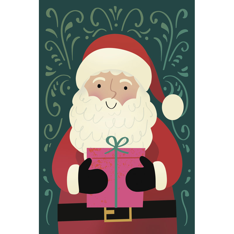 Tamaru Happy Santa Illustration L by Victoria Barnes - Wrapped Canvas Print, 30 cm H x 20 cm W