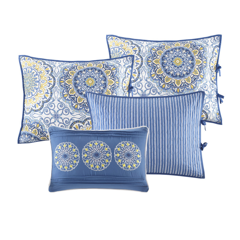 Blue Bohemian Reversible Microfiber Daybed Quilt Set