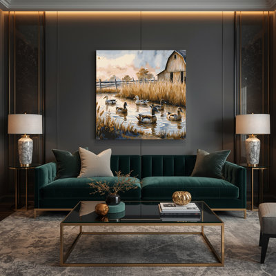"Farm Ducks", art mural sur toile beige