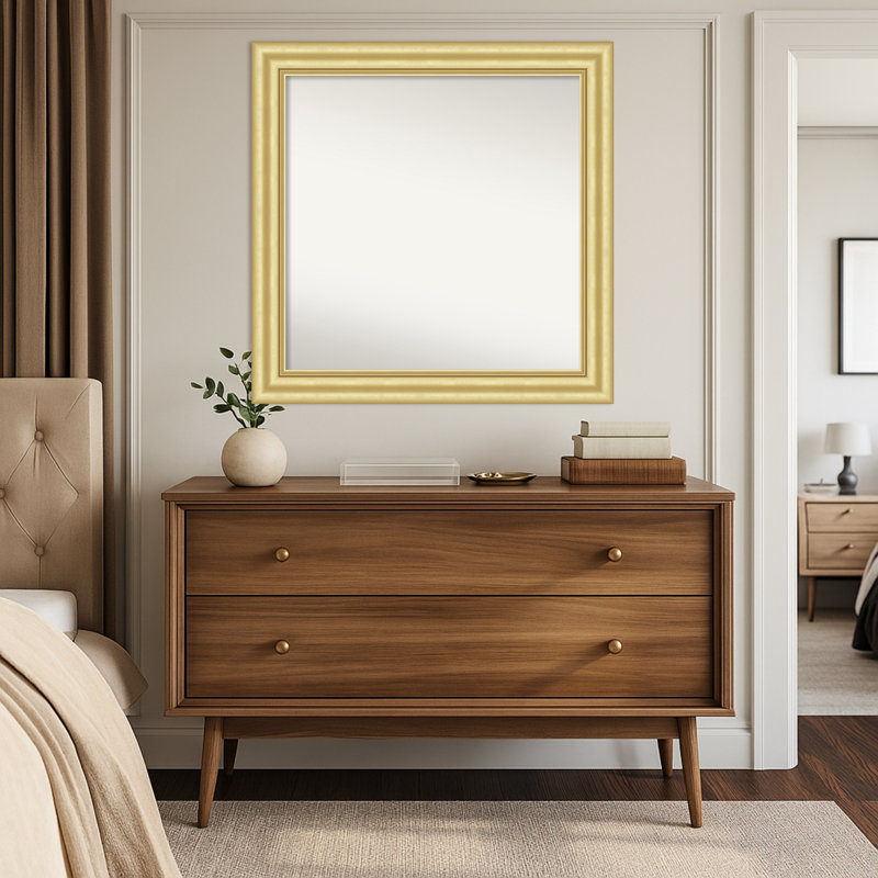 Sophia Non-Beveled Framed Wall Mirror, Gold, 31.5" x 31.5"
