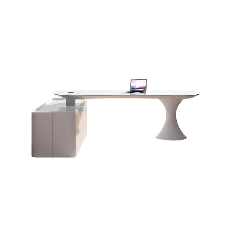 Bureau blanc moderne en bois manufacturé, H 2,5 po x l 70,87 po x P 62,99 po