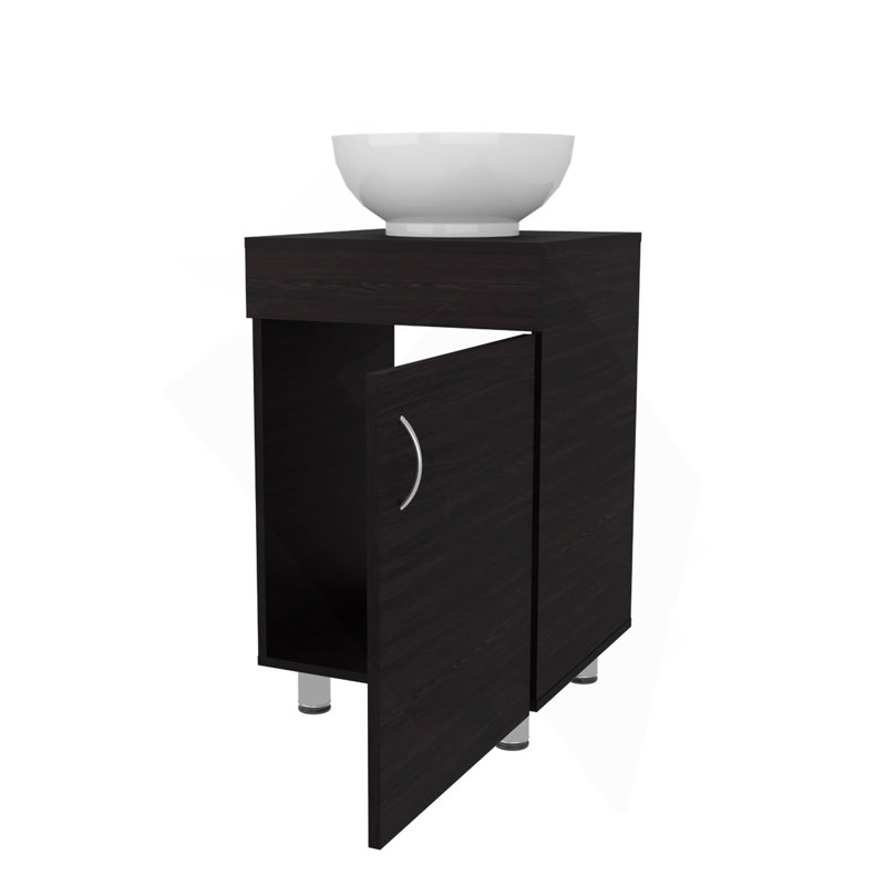 Wengue Bathroom Vanity With Integrated Sink, Dark Brown