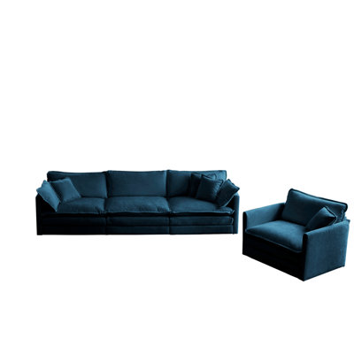 2-Piece Upholstered Sofa, Living Room Sectional Sofa Set Modern Sofa Couches Set , Deep Seat Sofa For Living Room Apartment, 1+3 Seat Chenille -  Latitude RunÂ®, 665CAB867570471A805CA87BB4831E6D