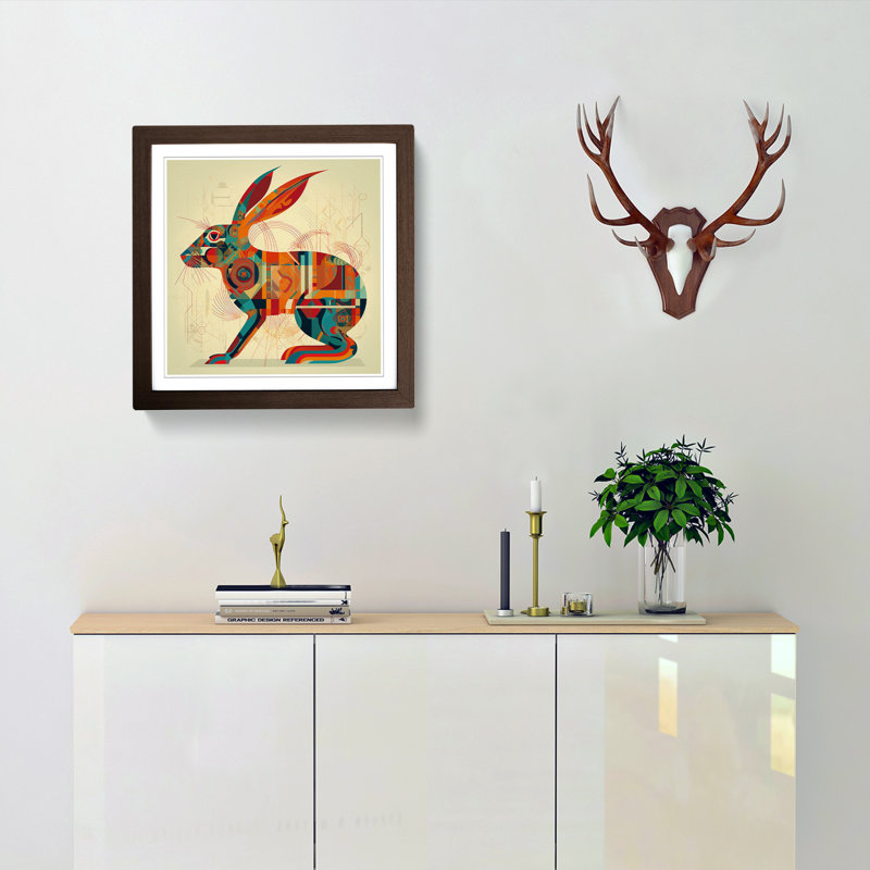 Hare Constructivism No.3 - Framed Print, Walnut