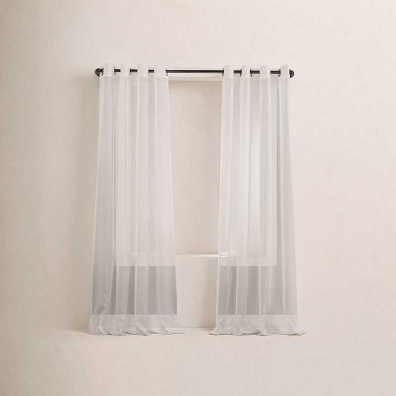 Panneau de rideau simple diaphane avec œillets - Basics by Wayfair ™, L 59 po x L 84 po, Coquille d'oeuf