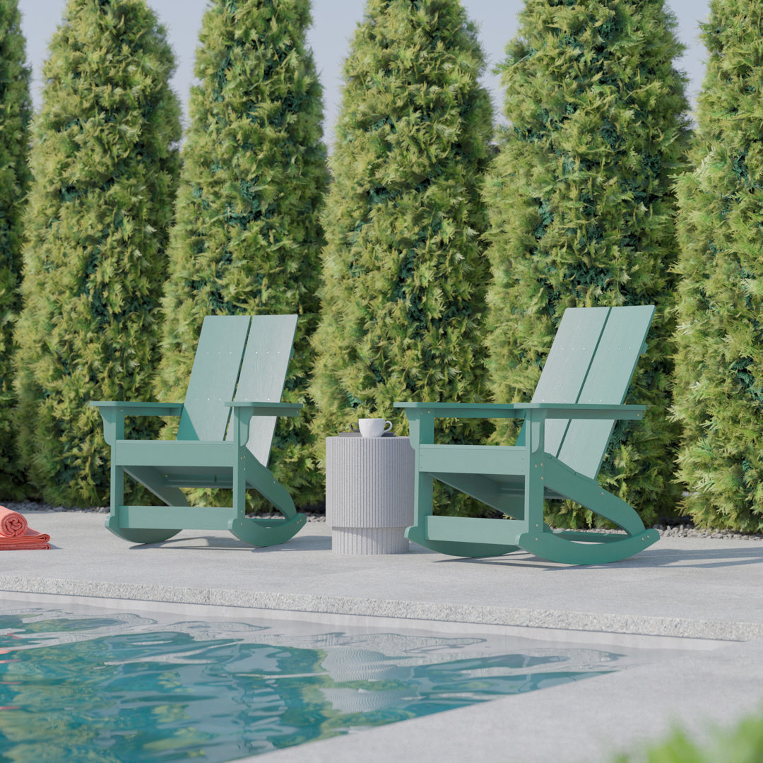 Balasi Indoor/Outdoor Modern 2-Slat Adirondack Poly Resin Rockers (Set of 2) Rosecliff Heights 